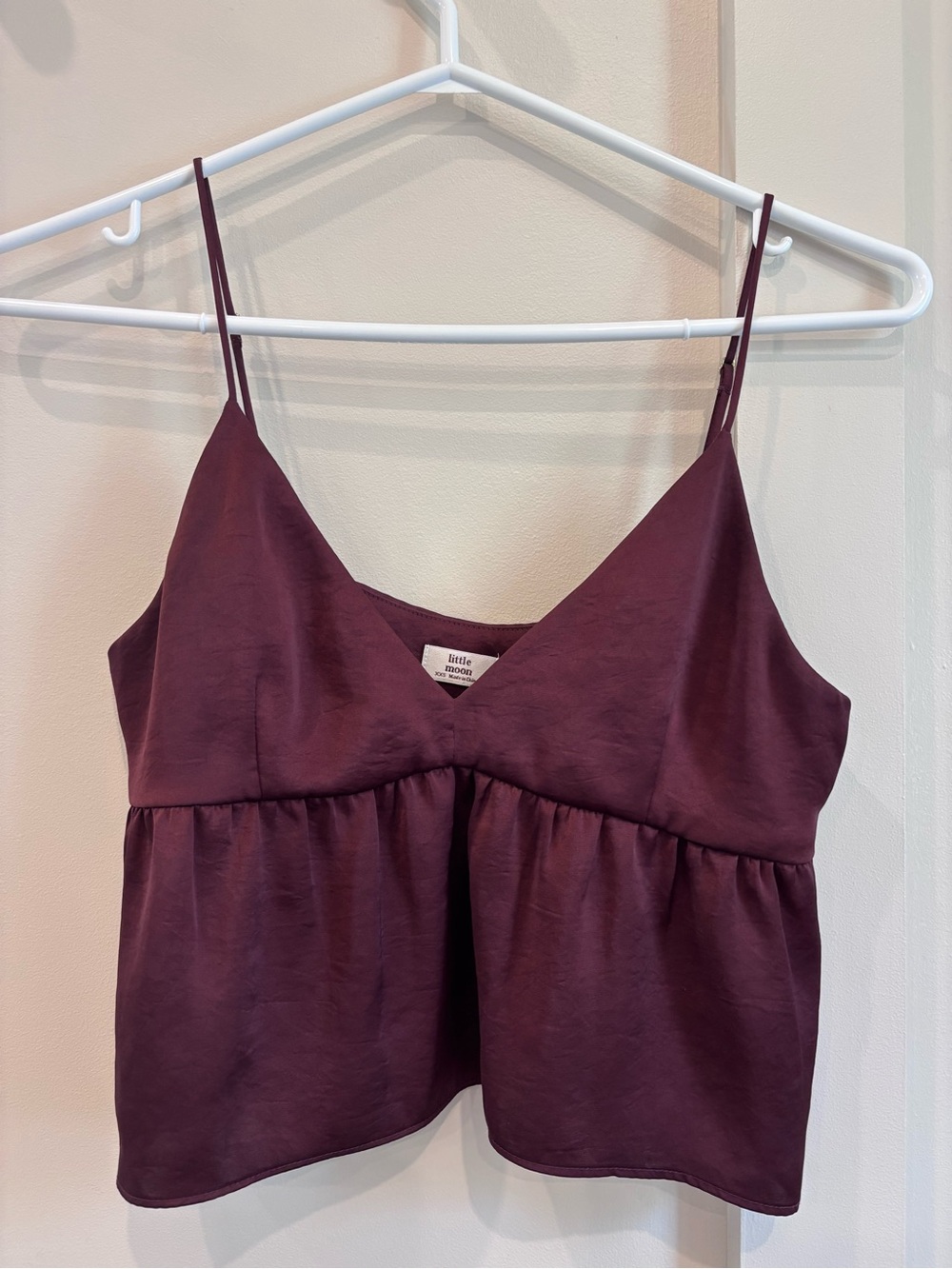 Little Moon Plum Spaghetti Strap Peplum Cami